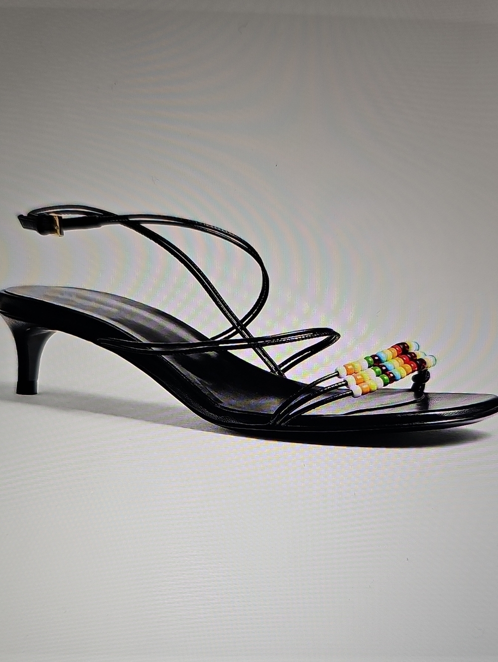 Black Strappy NWT Beaded Kitten Heel Sandal